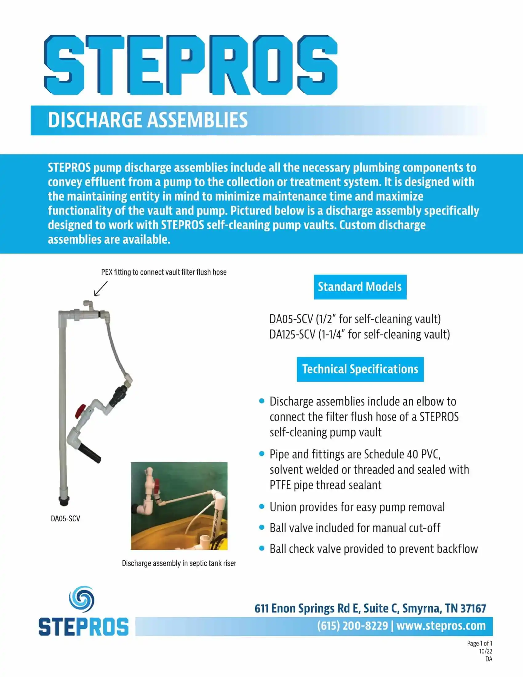 A Stepros discharge assembly downloadable PDF