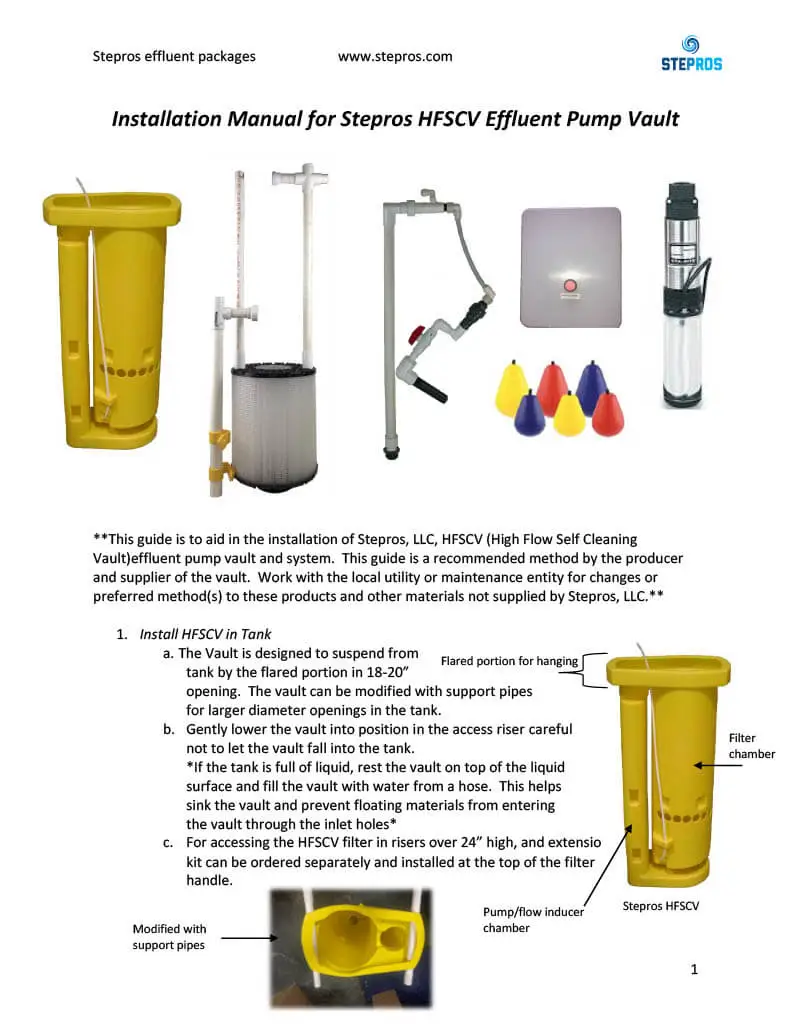 Stepros pump vault installation guide